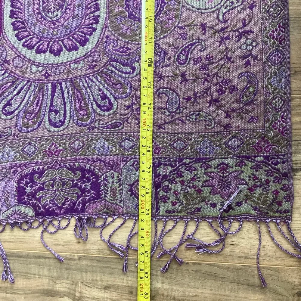 Scarf Wrap Royal Purple Floral Paisley Jacquard Pashmina Style Boho Elegant Boho